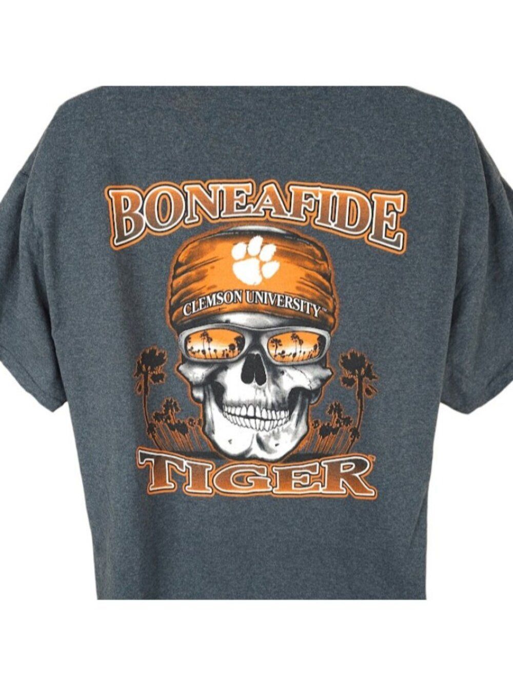 Clemson University Tigers T Shirt Mens Size XL Gray NCAA Skull